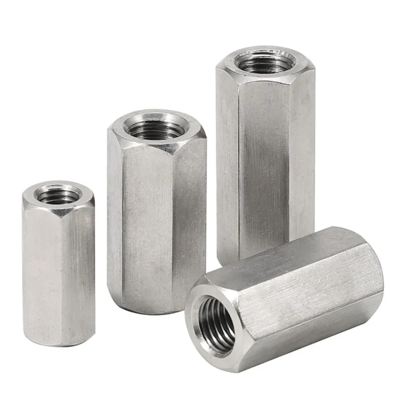 304 مسدس من الفولاذ المقاوم للصدأ عرافة تمديد طويل تطول قضيب موصل مشترك كم أنبوبي اقتران الجوز M3 M4 M5 M6 #4