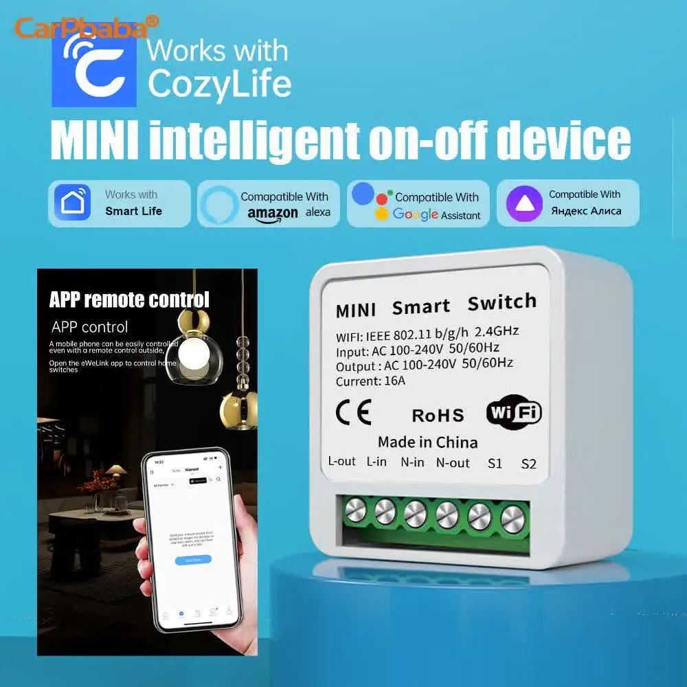 Mini DIY Smart Switch WiFi Light Switches Module Need Neutral Wire 3 Ways Timer Wireless Breaker Work for Alexa Google Home