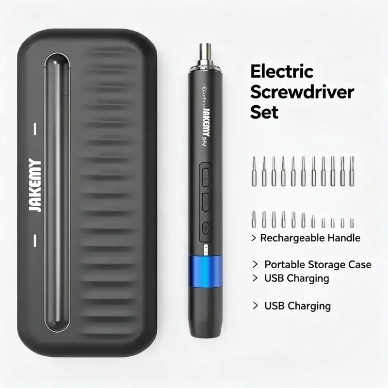 JAKEMY Wirelesss Electric Screwdriver Set with LED Light Rechargeable Cellphone Camera Disassembly Screw Driver Kit view 2