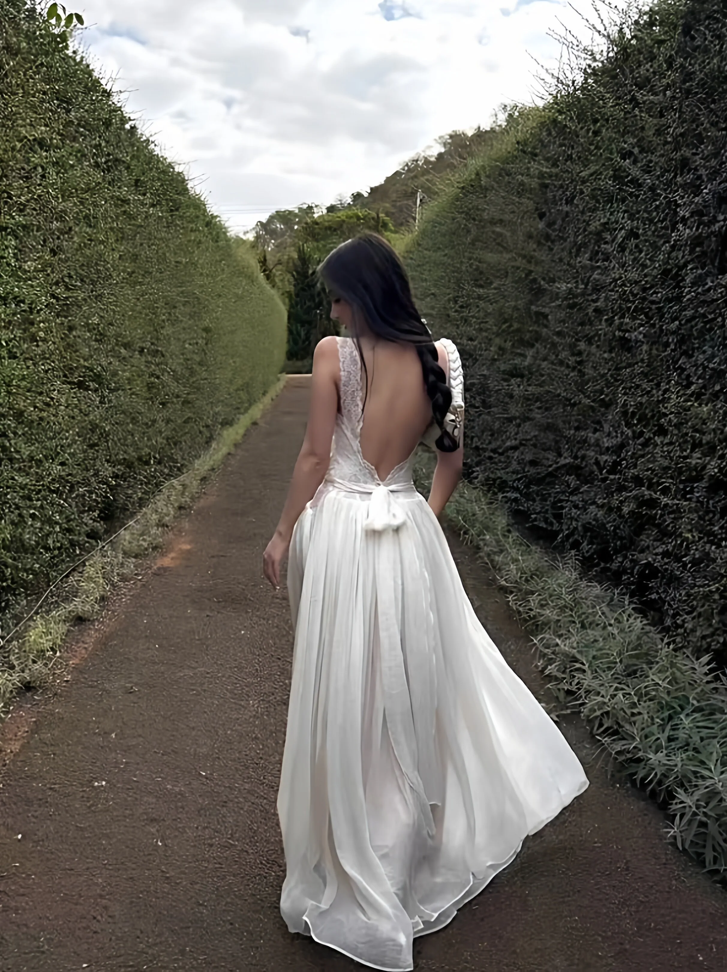 Elegant White Lace Strapless Dress Summer Vacation Perfect Wind Splice Large Backless Tie Dress Fairy Skirt Style Thin Type