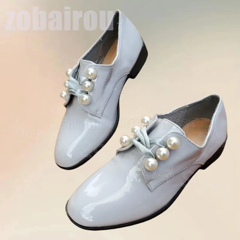 

White Pearl Design Patent Leather Men Loafers Fashion Slip On Men Shoes Luxurious Handmade Party Banquet Dating Men Dress Shoes