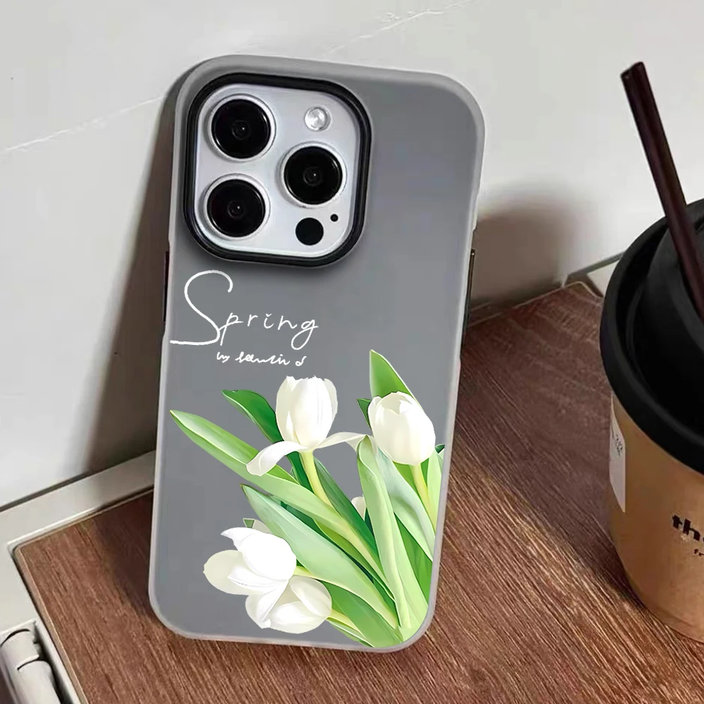 Für iPhone 17 15 16 14 Pro Max Hülle Plus Frühlings-Tulpenblumen-Cover Für iPhone 13 11 12 ProMax XS XR 8 Plus Bonbonfarben Hüllen – Detail 6