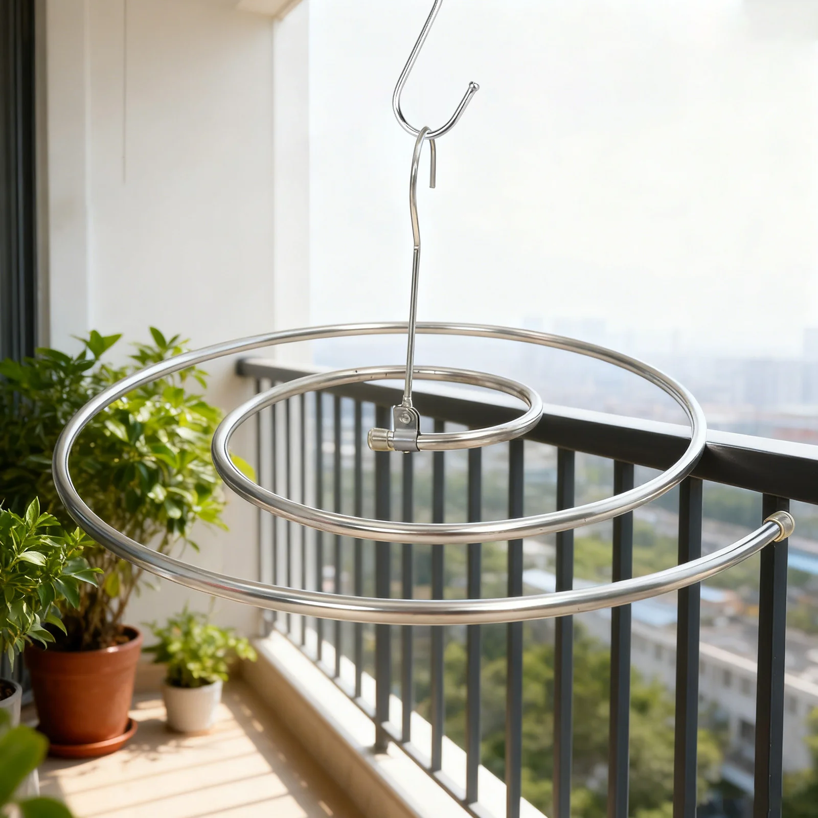 

2Pcs Wall Mounted Blanket Rack - Spiral Drying Hanger for Sheets Towels Comforters - Heavy Duty Laundry Wall Rack for Balcony