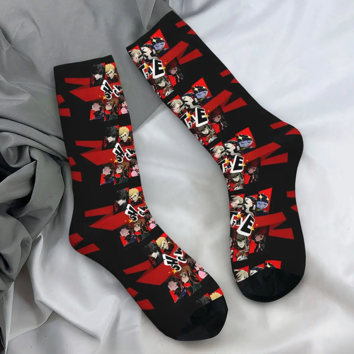 Goro Akechi Stockings Men Persona Style Socks High Quality Harajuku Socks Winter Running Non Skid Pattern Socks Gift