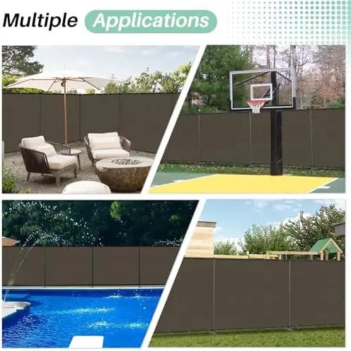 6' x 12' Privacy Fence Screen Panel with Iron Poles Freestanding No Dig Heavy Duty Windscreen Mesh Fabric Temporary Dog