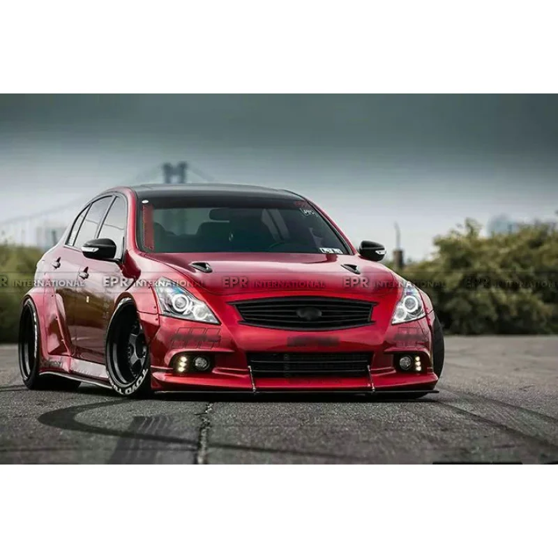 For Infiniti G37 - LB Wide Body Resin Fiber Front Bumper (Large Surround, Lower Spoiler & Front Lip)