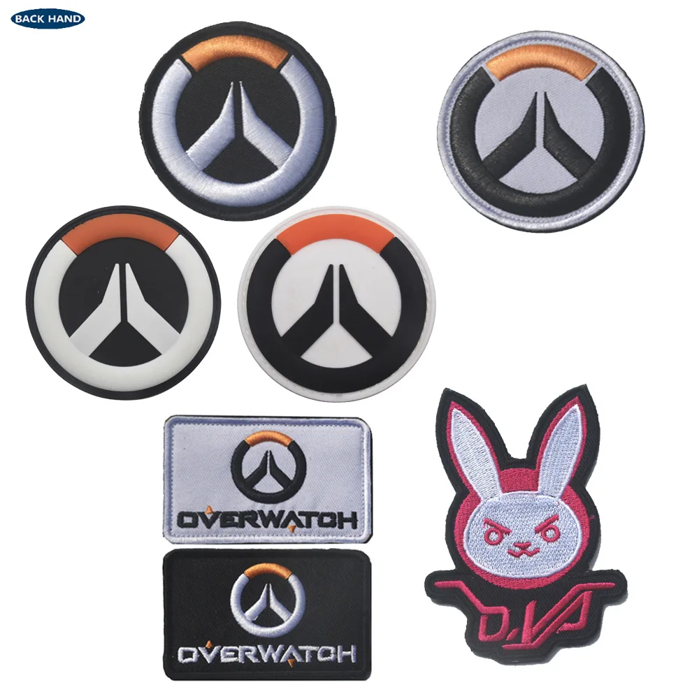 Overwatch D.Va-pegatina de parche de brazo mágico bordado, mochila de Cosplay, calcomanías de ropa, decoración, regalos de mercancía para fanáticos