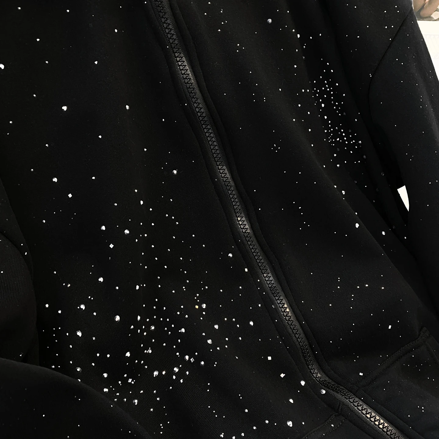 American Heavy Industry Rhinestone Cardigan Zipper Sweatshirt Men's Fashion Trendy Handsome Loose Casual Thickened Warm Jacket