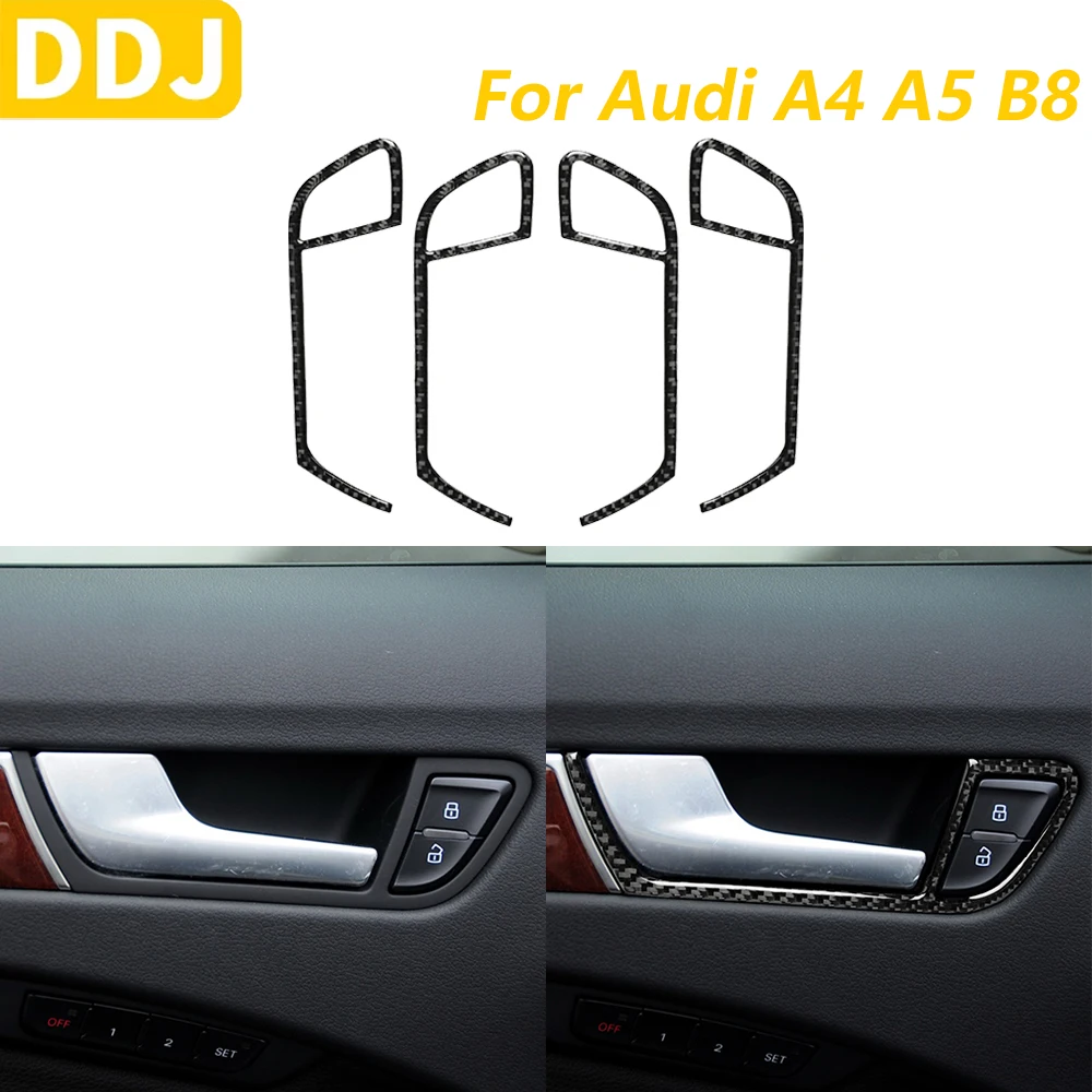 

For Audi A4 B8 A5 S5 2008-2017 Carbon Fiber Inner Door Handle Switch Frame Panel Cover Trim Car Accessories Decoration Sticker