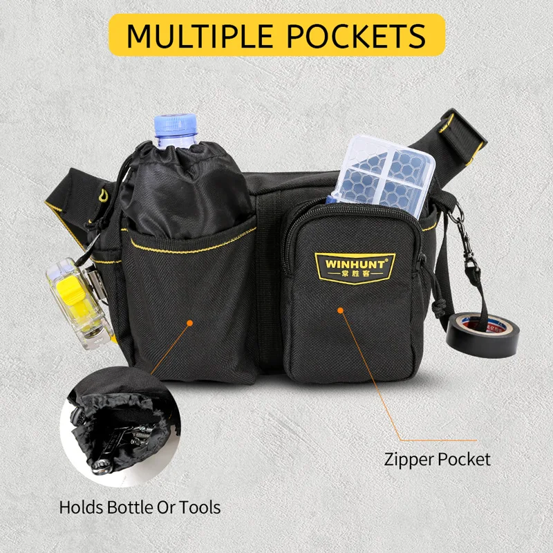 1pc Thickened Electrician Tool Waist Bag, Multifunctional Oxford Cloth Wideband Maintenance Tool Bag