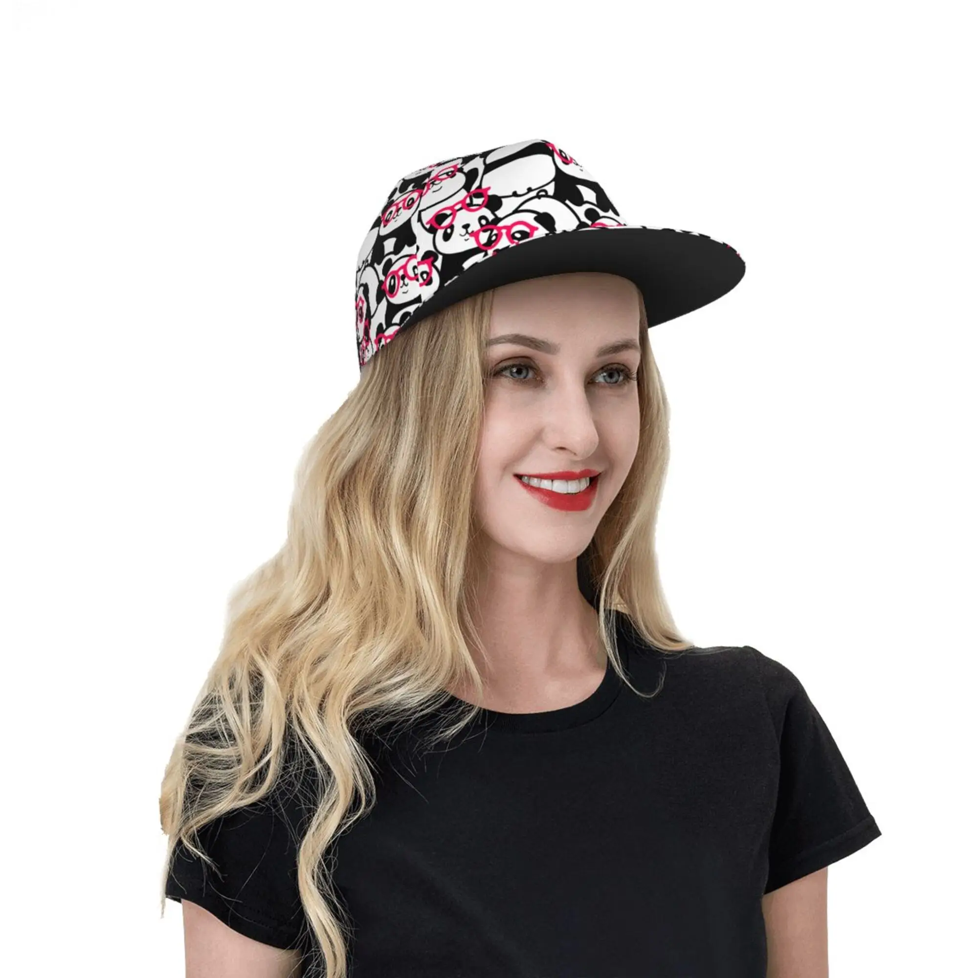 Sombrero Snapback de Pandas para adultos y adolescentes, gorra de béisbol con visera plana de Hip Hop, ajustable, con estampado de dibujos animados, talla única