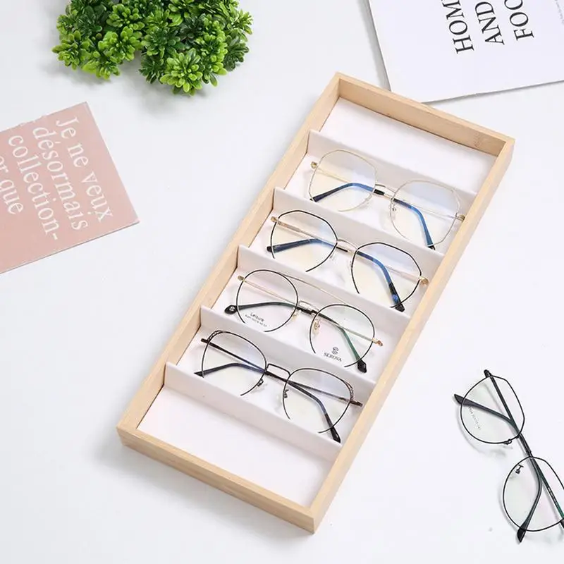 Glasses Tray For Drawer 6 Grids Wooden Eye Glass Organizer Tray Storage Eyeglass Holder Multiple Glasses Case Box Eyewear Displa