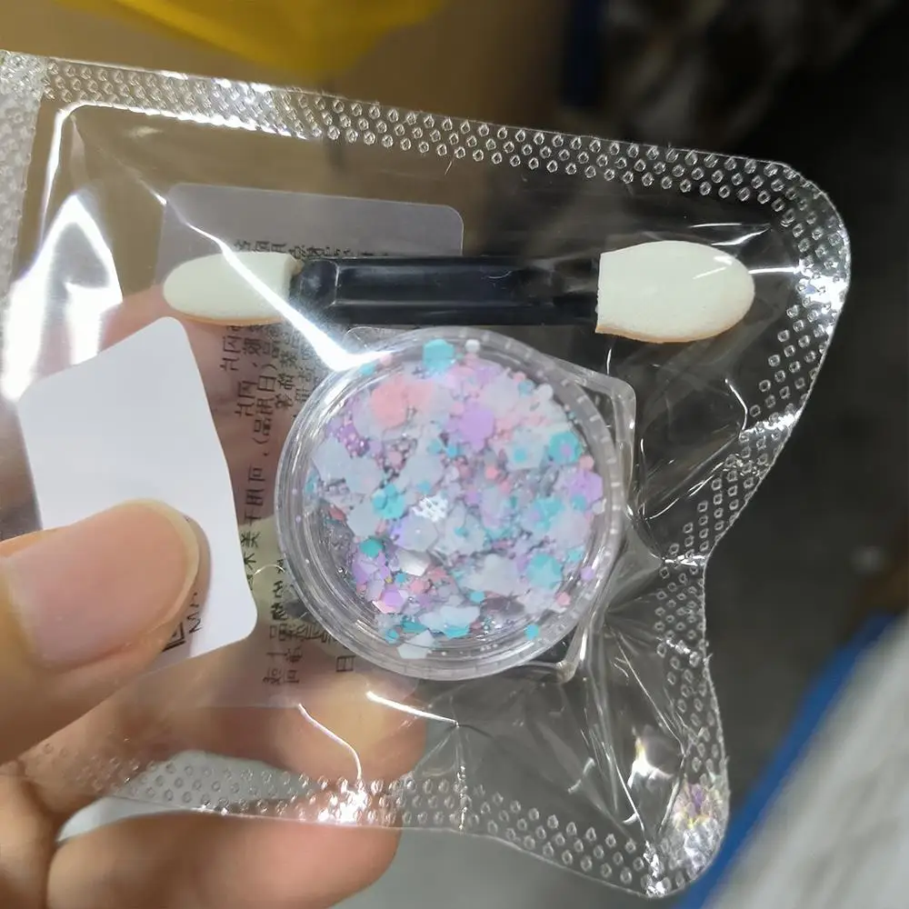 1箱 シマーネイルアートグリッタースパンコール ミックスハートスターヘキサゴンシェイプフレーク ボディフェイスアイメイクネイルマーメイドパレット1