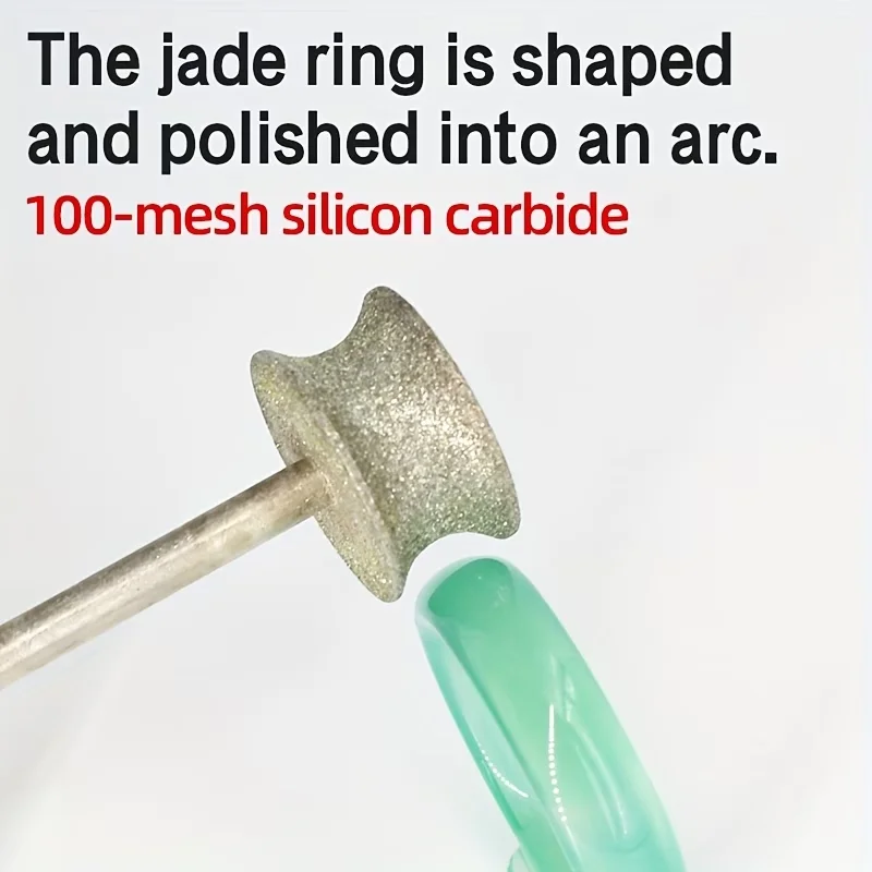 1‑PC Emery Grinding Polishing Bit with Shank, Curved Round‑Corner Tool for Jade Ring Polishing & Glass Edge Chamfering