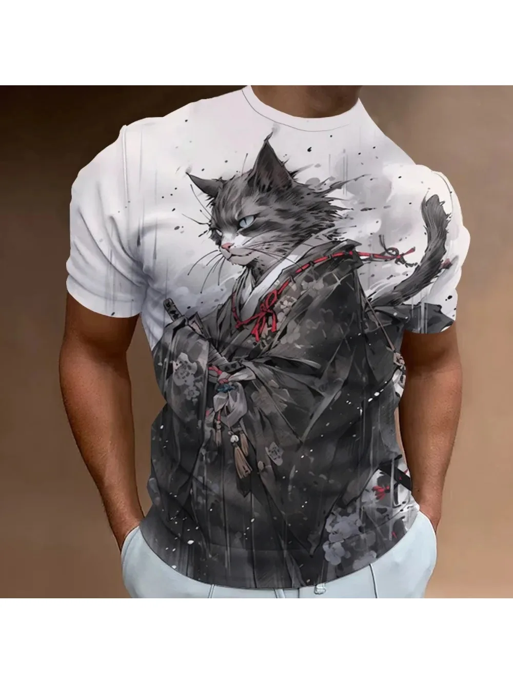 Casual Summer 3D Printed Large-sized Men's T-shirt for Home Use It Is Loose-fitting and Comfortable Suitable for Daily Wear