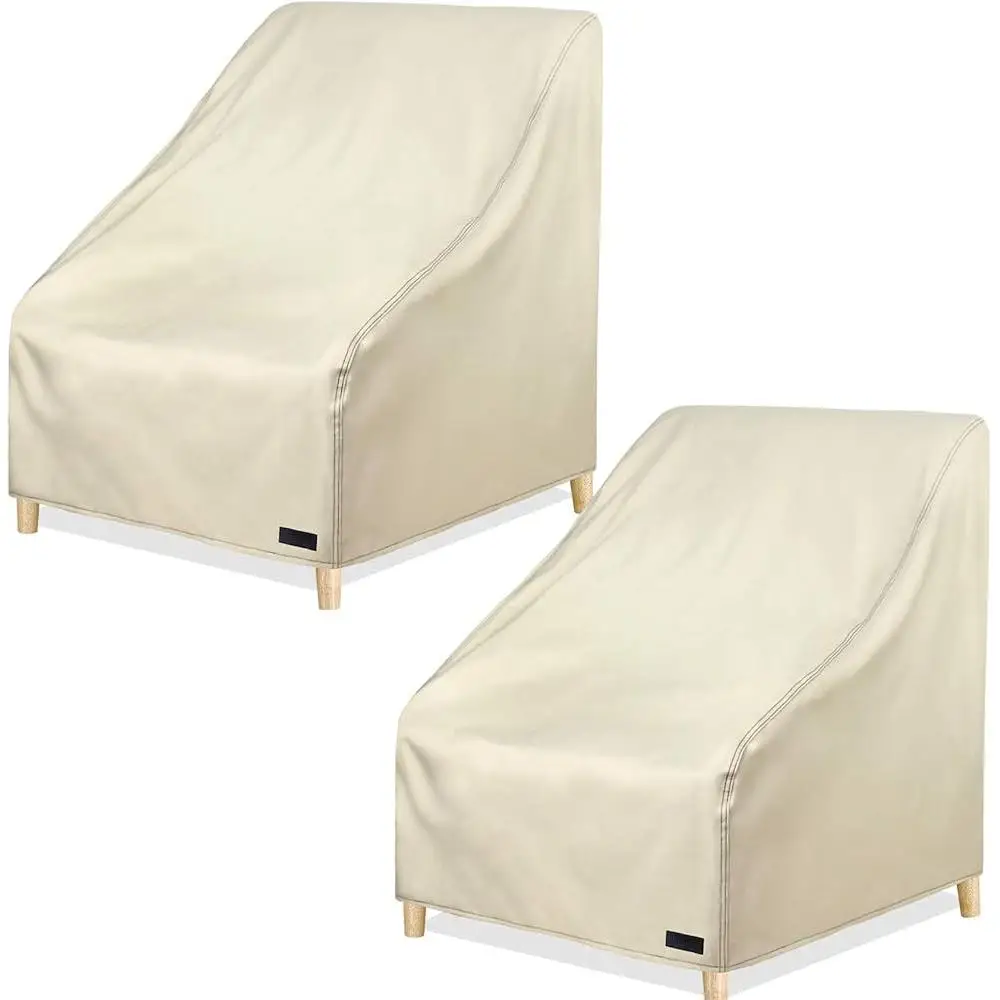 Heavy Duty Waterproof Chair Covers 600D Polyester Outdoor Furniture Cover 2 Pack Rip Resistant Adjustable Straps Ventilation