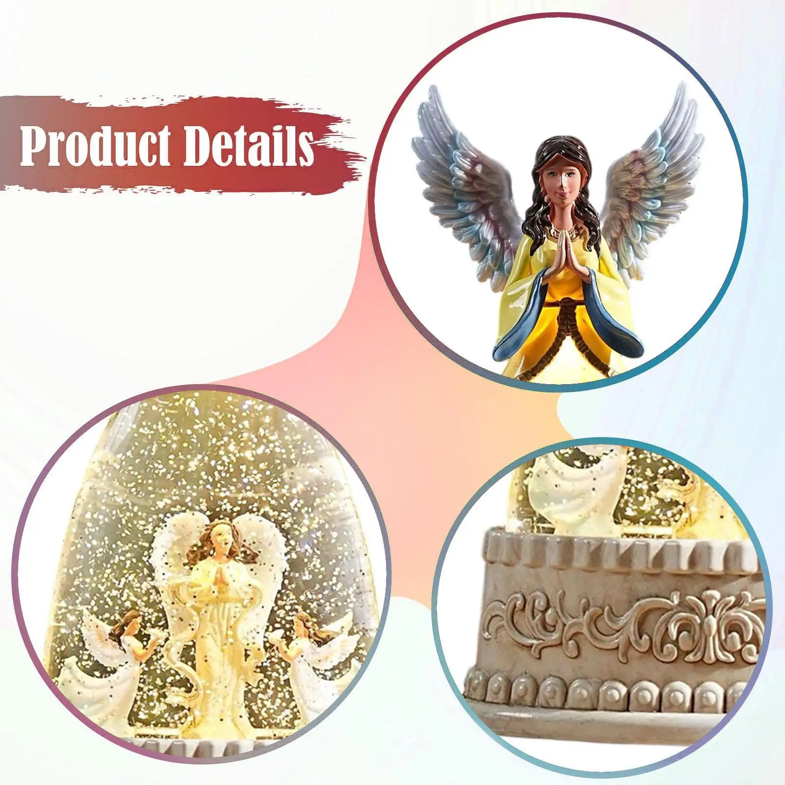 

Lighted Musical Snow Globe Angel Figurine Shelf Decor for Christmas Decoration Farmhouse Party Room