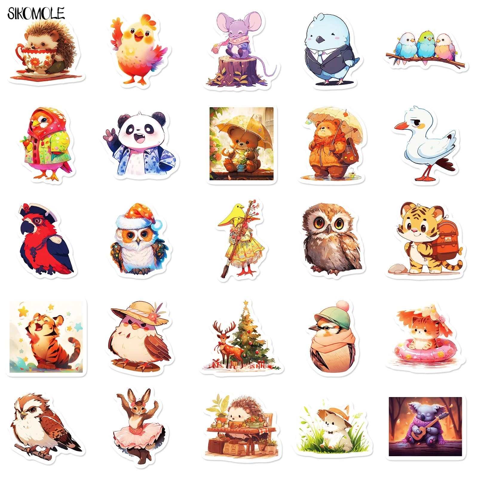 10/30/50PCS Cartoon Fairy Tale Sense Panda Eagle Tiger Animal Stickers Aesthetic Decal Laptop Luggage Scrapbook Graffiti Sticker