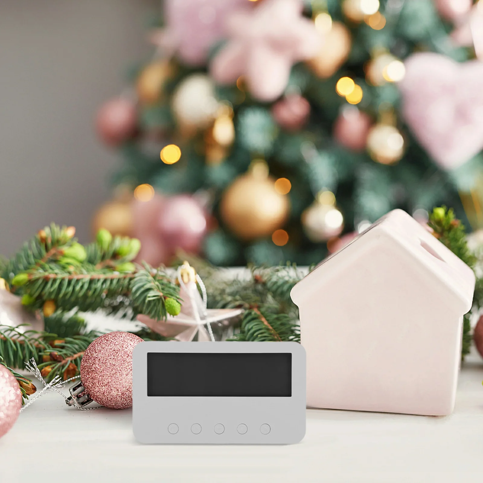 

Digital Alarm Clock Small Portable Hygrometer Temperature Monitor LCD Display Night Light Silent Design Home Office Bedroom