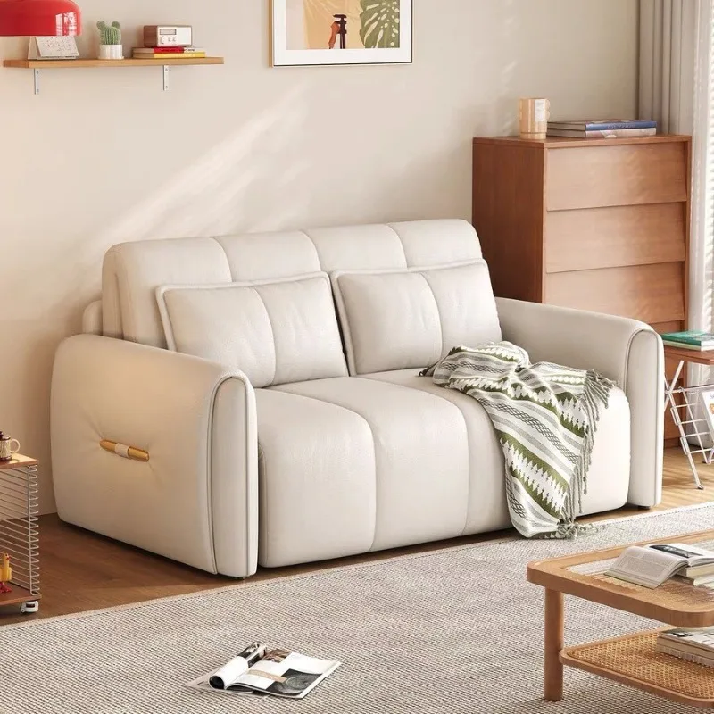 sofa bed dual-purpose foldable anti-cat claw leather multi-functional small apartment double retractable combing bed
