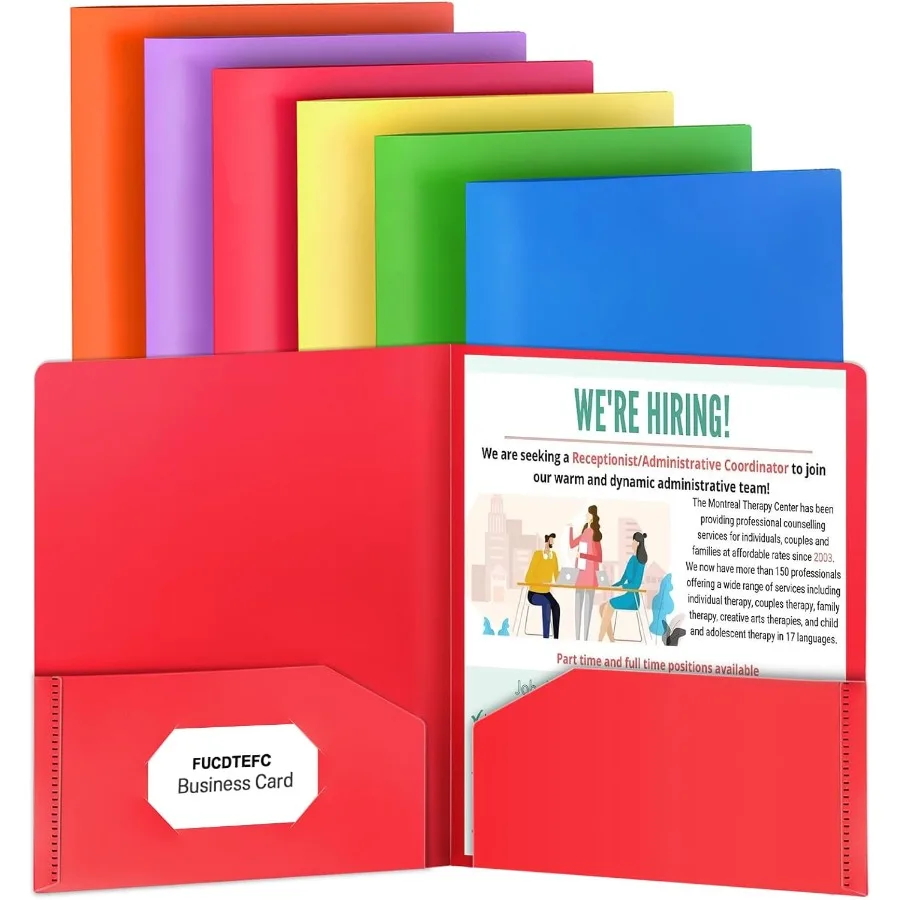 

Plastic Folders with Pots 2 Pot Folders Fit Letter Size Paper Heavy Duty Paper File Folder with Business Card Holder for School