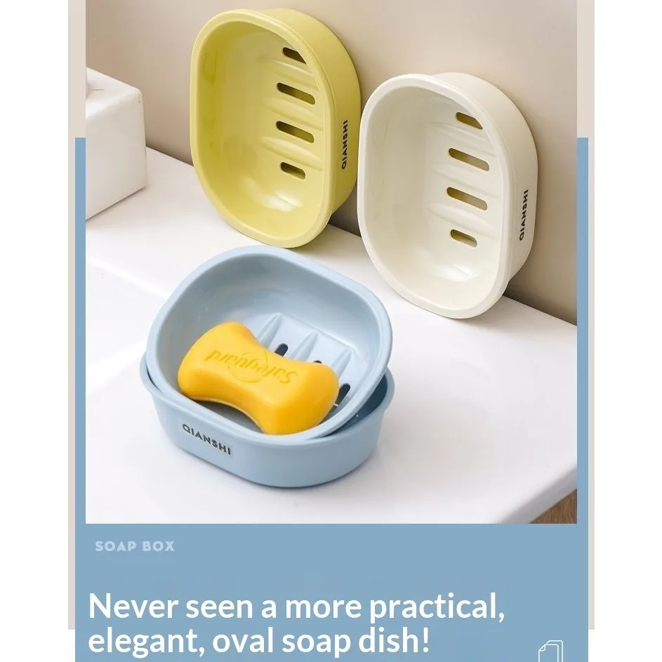 Double Layer Oval Soap Dish Simple Solid Color Drainable Soap Box for Bathroom Organization And Aesthetic Decor