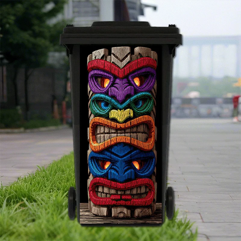 1 item: Waterproof and fun 2D decorative sticker for kitchen and bathroom trash cans.
