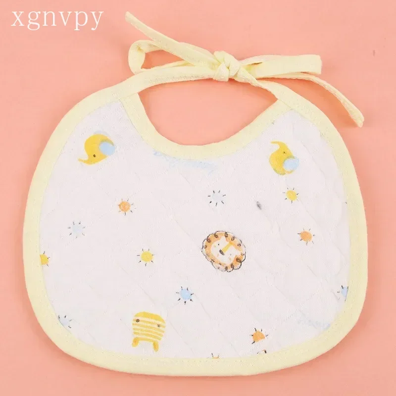 Xgnvpy-Bavoir imperméable avec poche à broche imprimée pour bébé, serviette ronde pour la salive, accessoires pour bébé