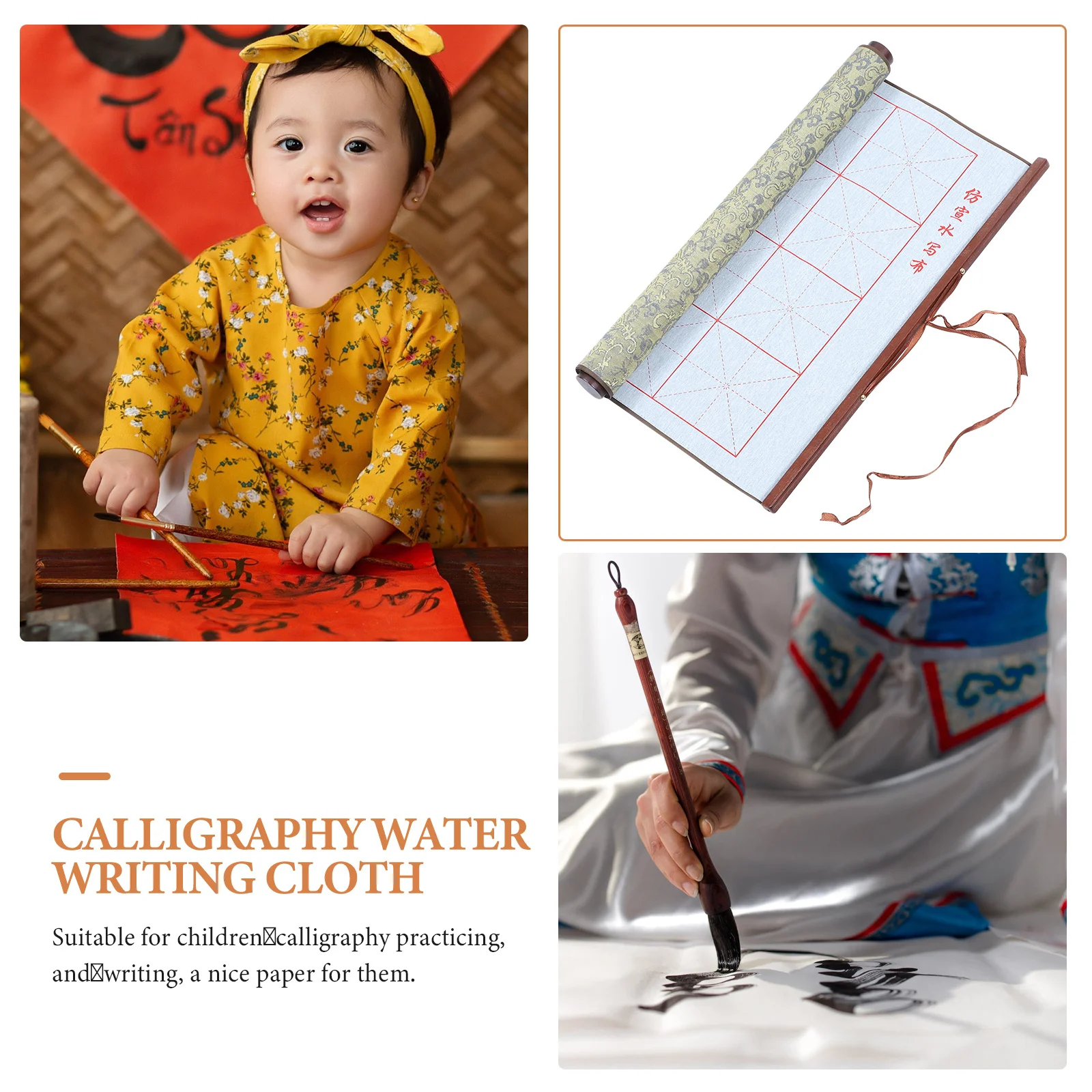 

1Pcs Chinese Calligraphy Scroll Water Writing Cloth Stable Wall Hanging Practice Scroll Home Calligraphy Supply