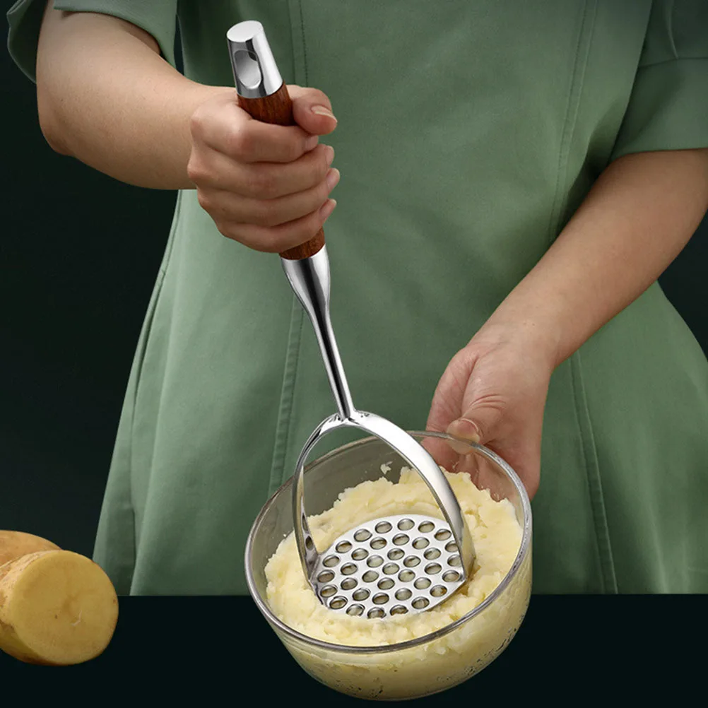 

Steel Wood Potato Masher Multi-function Food Crusher Lemon Squeezer Vegetable Smasher Electric Juicer Manual Rice Kitchen Gadget