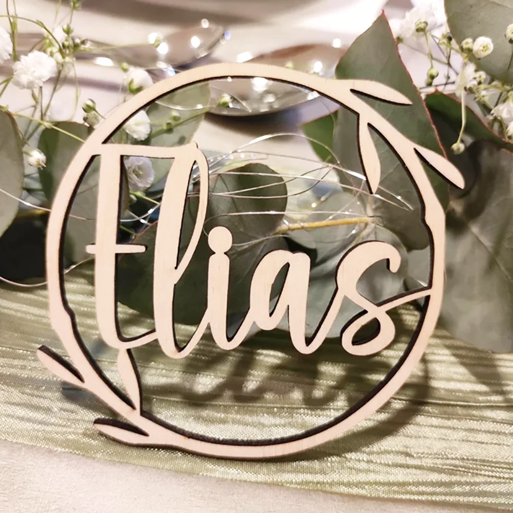 

1Pc Personalized Name Tags Acrylic Wooden Custom Wedding Guest Name Place Card Baptism Party Table Decoration