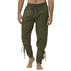 Drawstring Pirate Pant Viking Costume for Men Renaissance Medieval Pants Halloween Costume Adult Cosplay Trendy Streetwear