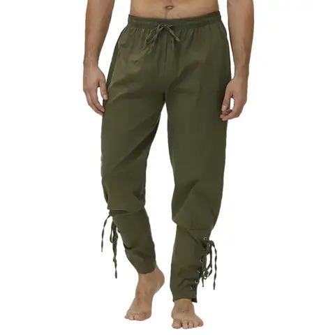 Drawstring Pirate Pant Viking Costume for Men Renaissance Medieval Pants Halloween Costume Adult Cosplay Trendy Streetwear