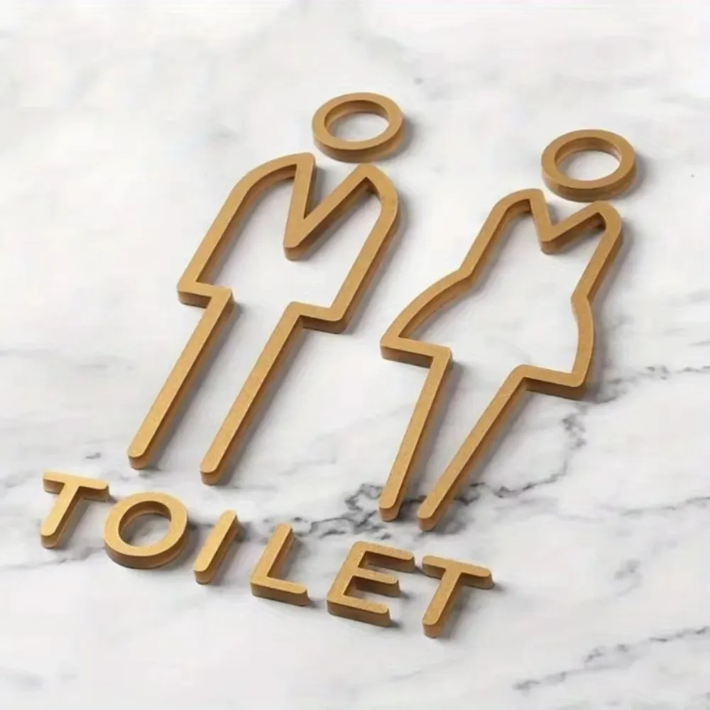 

LUXDECORPRO 3D Acrylic Black Gold Bathroom Sign | Luxury Home Decor | Glossy Black Acrylic, Embedded Gold Accents