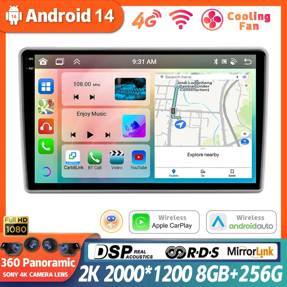 Android 14 For GAZ Gazelle Busines 2010 - 2021 Navigation GPS Stereo Auto Video QLED 4G Wifi Car Radio Carplay Player 360 Camera