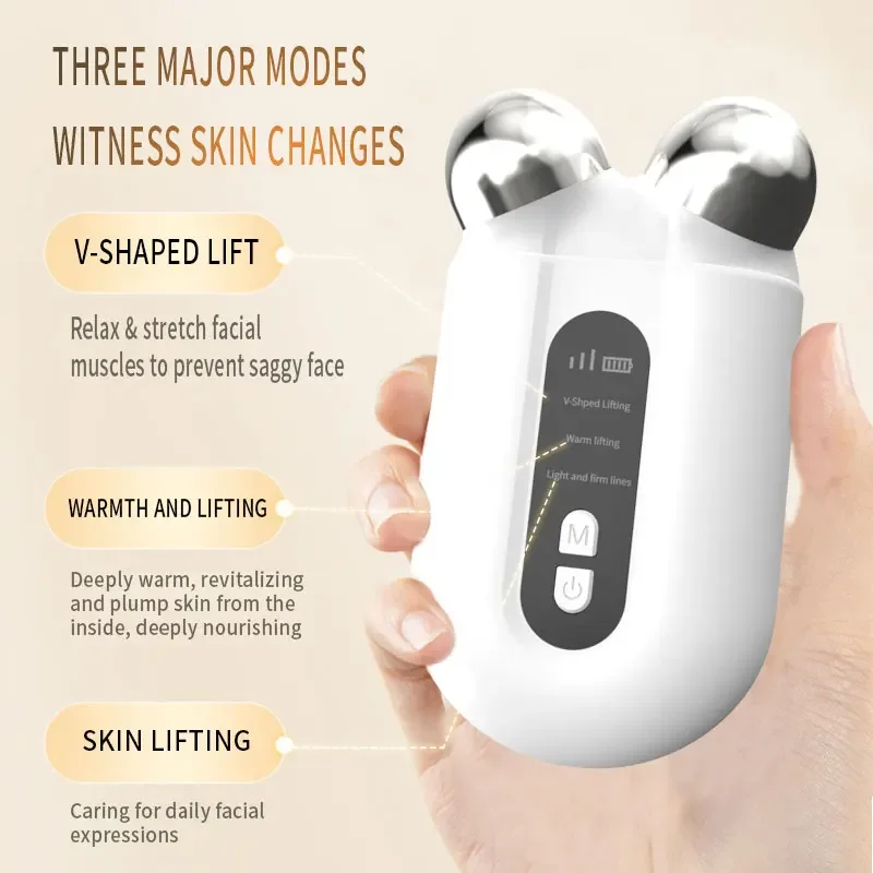 Facial Massager EMS Roller Microcurrent Face Lifting Machine V-Face Roller Massager Skin Rejuvenation Anti-Wrinkle Beauty Device