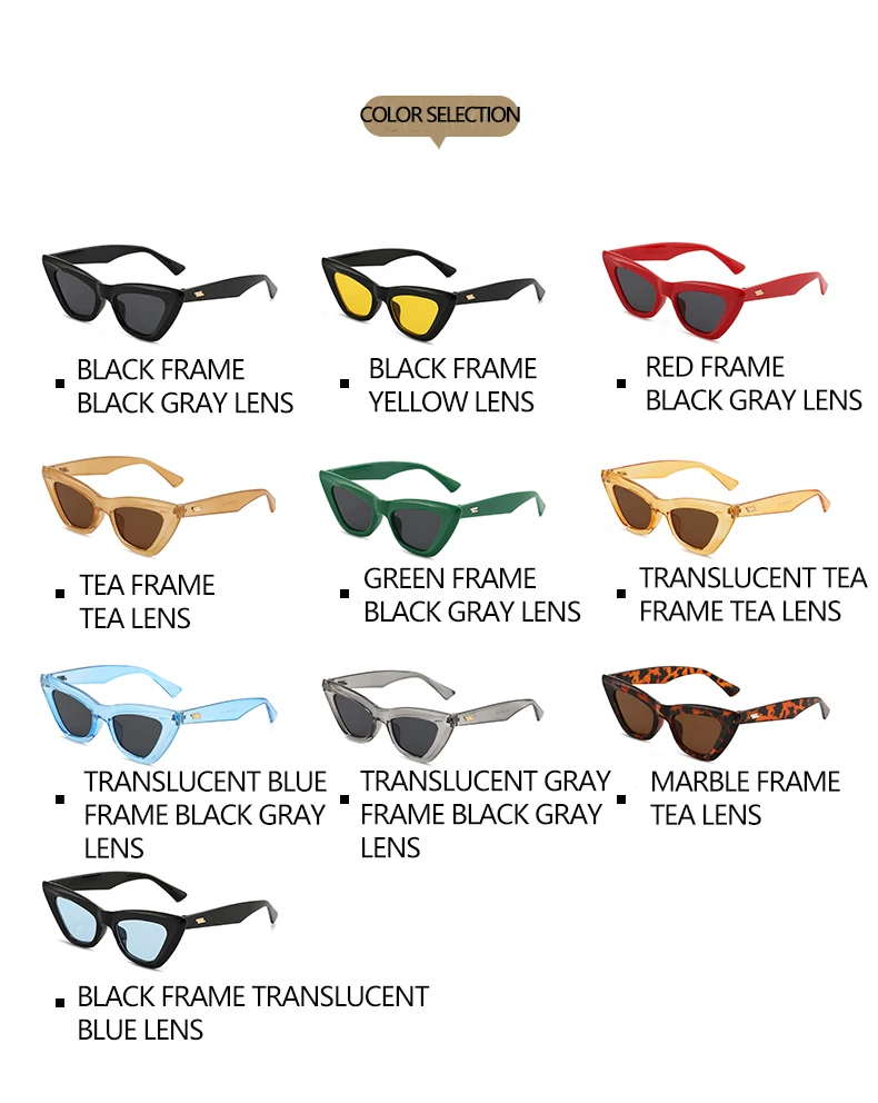 Neue Damen-Sonnenbrille mit Katzenohrenrahmen, prahlen Sie einen Vintage- und eleganten Stil. Die Katzenohr-Silhouette hilft, die Gesichtskonturen zu flachen 5262 – Detail 7
