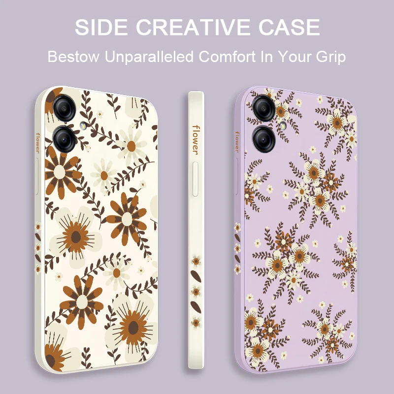 موضة الأزهار قضية الهاتف لسامسونج غالاكسي A51 A71 A05 A05S A06 A07 A60 A50 A30 A50 A31 A11 سيليكون ماتي لينة غطاء من البولي يوريثان الحراري