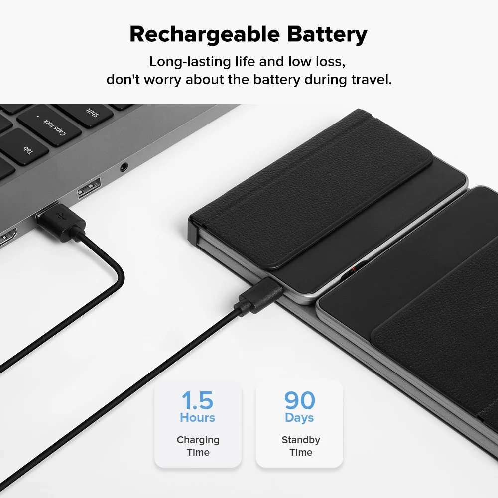 Delux KF18 Foldable Keyboard Multi-Devices Pocket-Sized with 2-in-1 Touchpad Numeric Keypad for iPad Android Laptop and Table