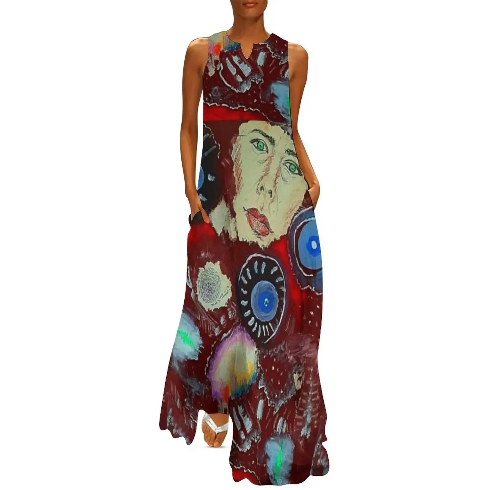 

Blue Wheels Red Sky Long Dress Women long dress dresses ladies 2025 summer evening dress summer clothes for women