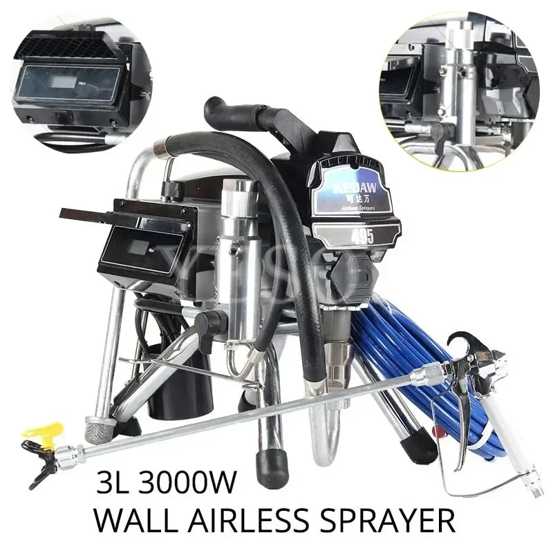 3L Professional 3000W/High Pressure Intelligent Wall Airless Sprayer Spray Latex Paint Smart Spraying Machine Painting Tools.