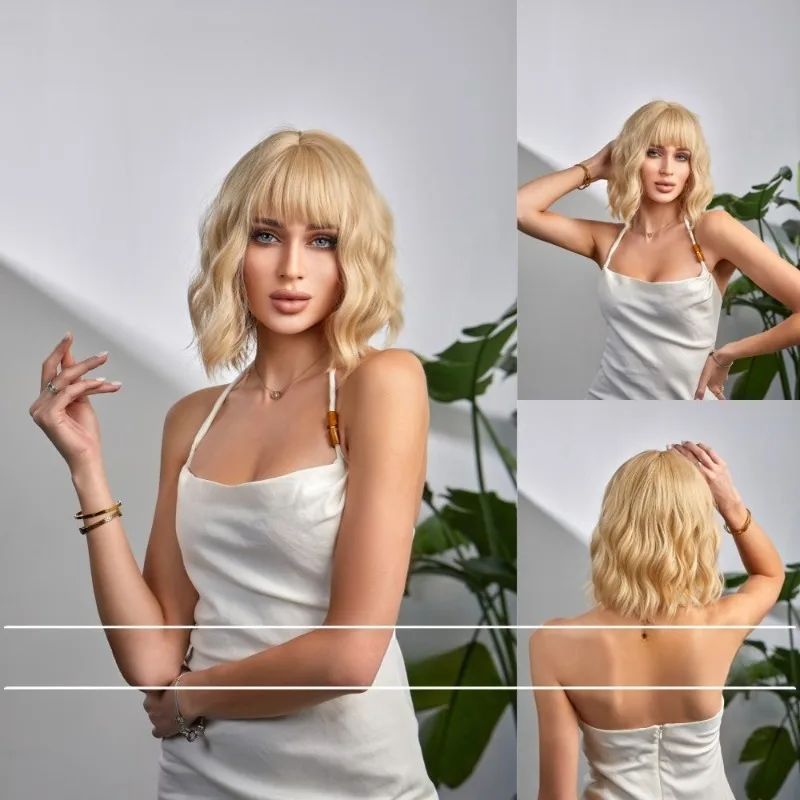 

Qi Liu Hai Short Curly Wave Head Lightweight Breathable Wig Headset, Suitable for Female Role Playing and Daily Wearing