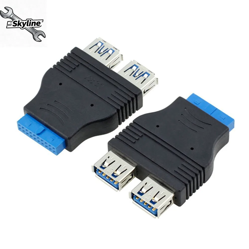 Neue Motherboard 2 Ports USB 3,0  zu 20 Pin Header Weiblich Adapter Stecker