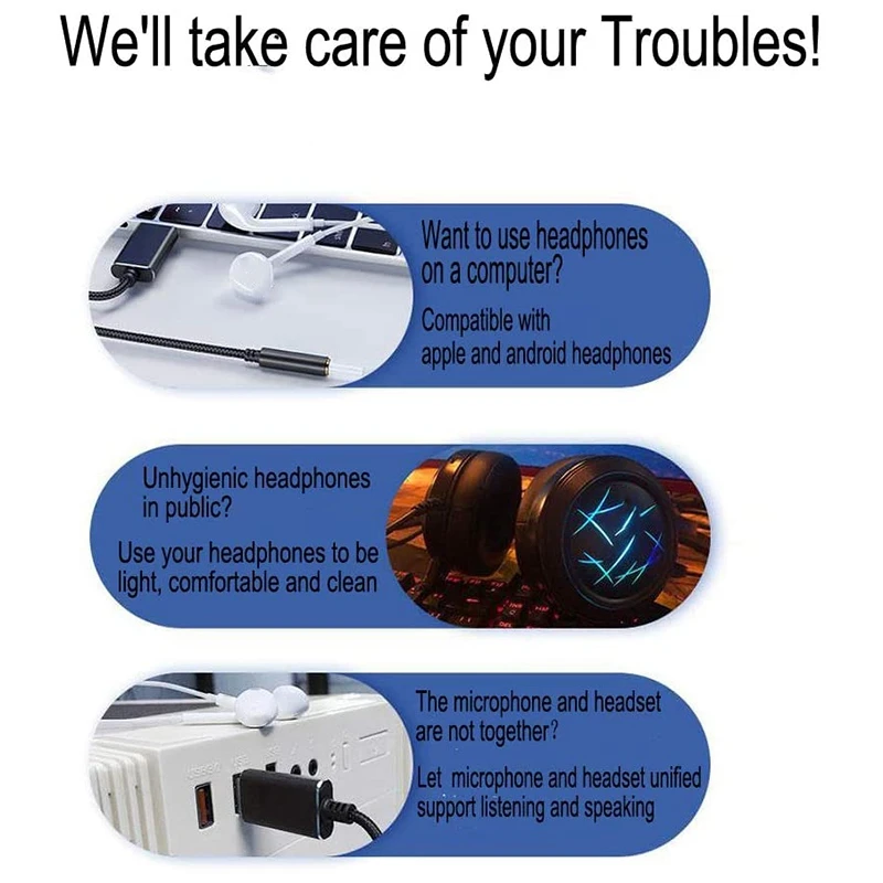 2X USB To 3.5Mm Headphone And Microphone Jack Audio Adapter With 3.5Mm Combo Aux Stereo Converter For Headset Mac PS4 PC