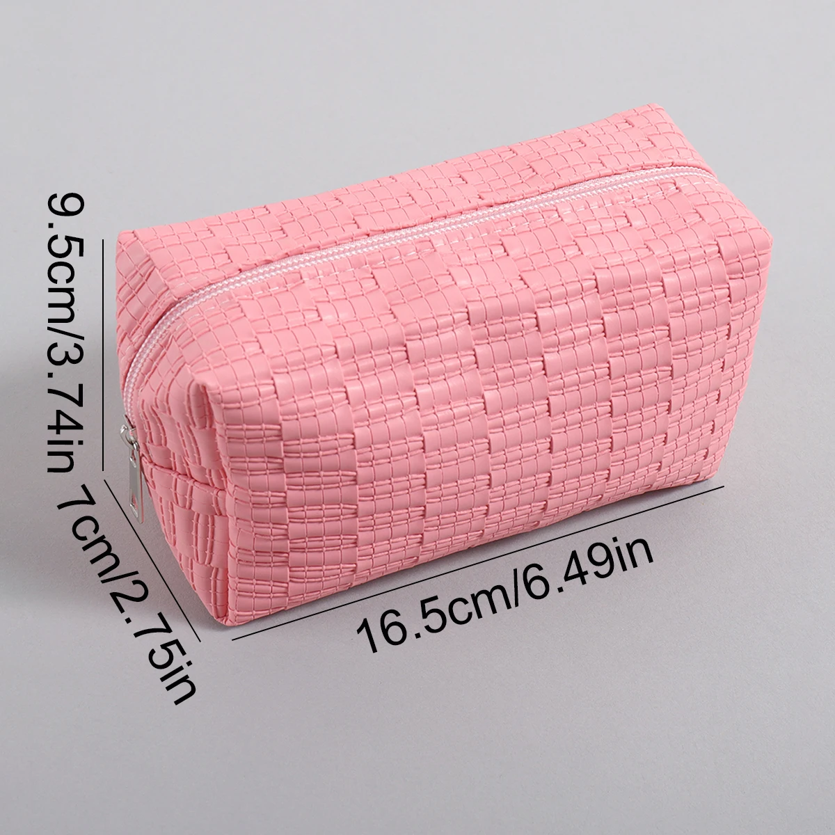 Grid Embossed Pu Pencil Case Macaron Pastel Color Large Capacity Metal Zipper Stationery Bag For Teen Students Back To School
