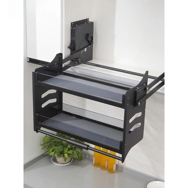 

Kitchen top cabinet pull basket hanging cabinet lift pull basket pull-down rack damping seasoning lift bowl basket