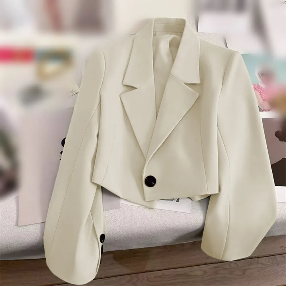 British Style Women's for blazer Office Business for occasions Polyester Fabric Moderate Elasticity Plain Pattern Regular Length