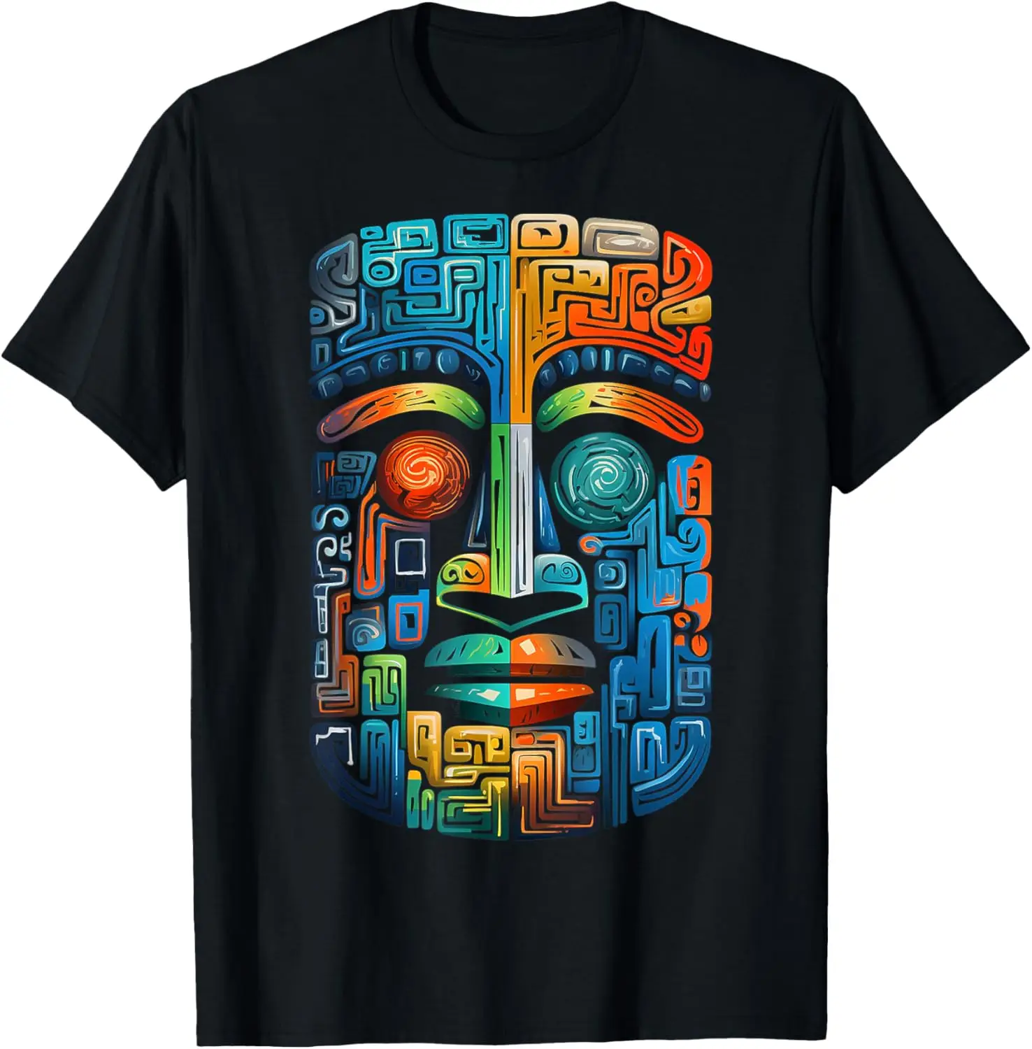 

Art Mandala Colorful Graphic Abstract Face Motif T-Shirt