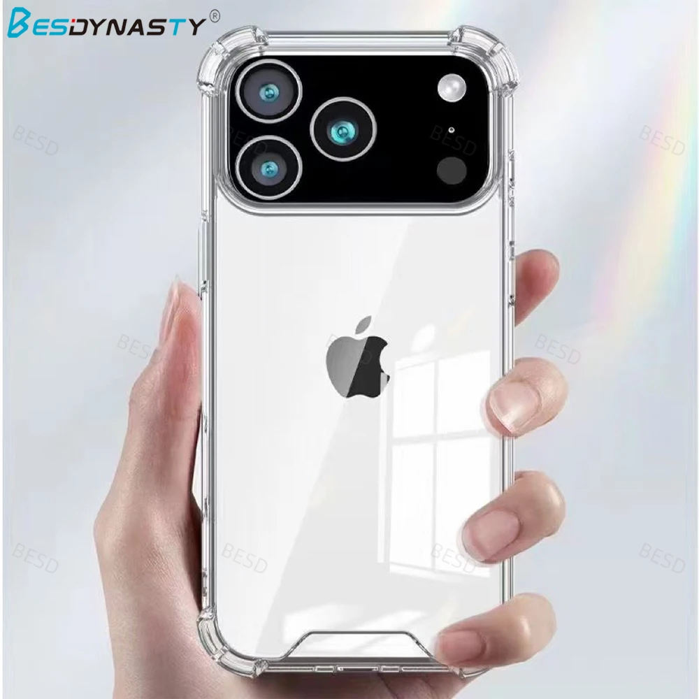 Hybrydowe twarde akrylowe przezroczyste etui do iPhone 18 Pro 17 Pro Max 16 15 14 13 12 11 ProMax z poduszką powietrzną, odporne na wstrząsy, przezroczysta tylna obudowa — zdjęcie produktu 2