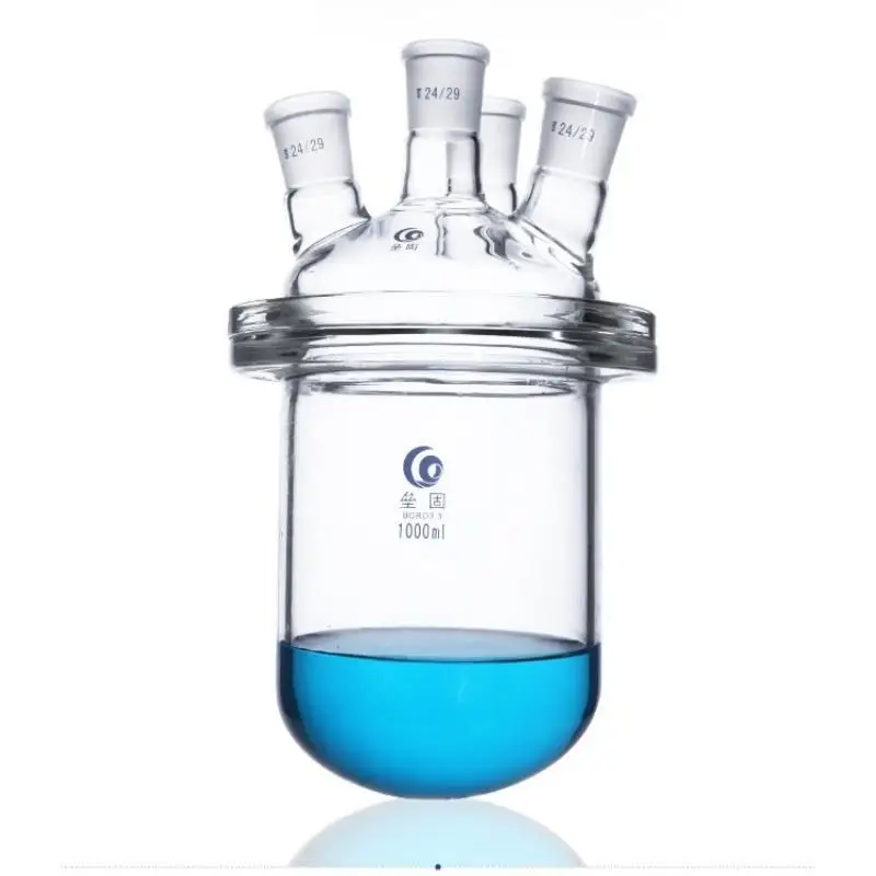 1set 500ml 1000ml 2000ml Medical grade Boro. glass 4-neck glass barrel-shaped flask reactor with four mouths for Lab